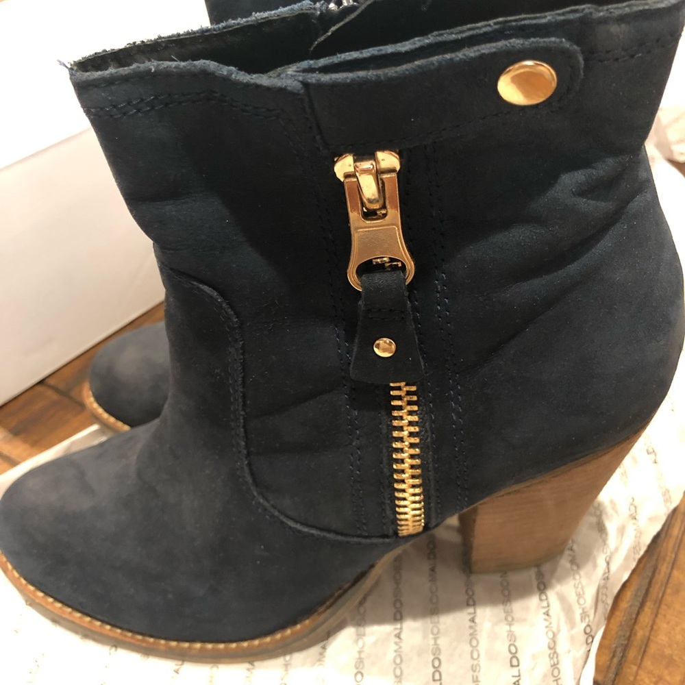Navy faux ankle booties